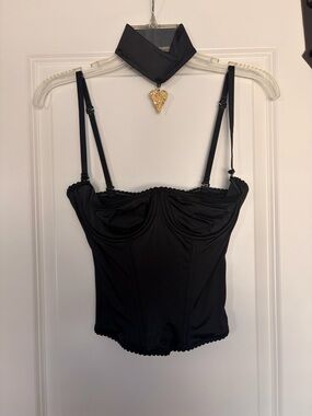 SKIMS Stretch Satin Pendant Bustier – Black XS – NWT